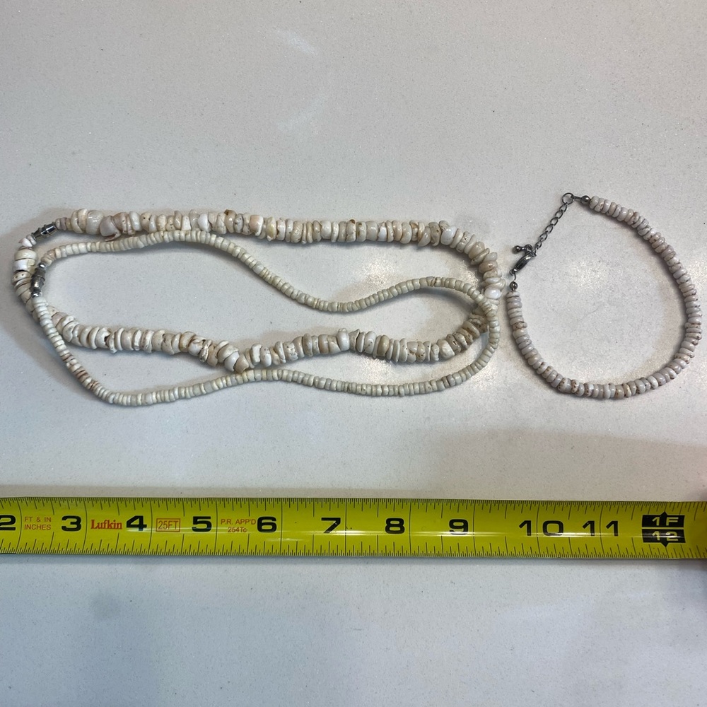 Set of Puka necklaces and anklet